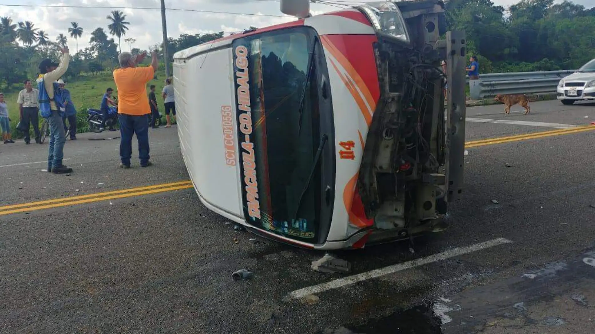 accidente, colectivo, volcado